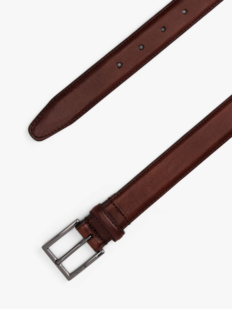 Brown Square Buckle Leather Belt  Men