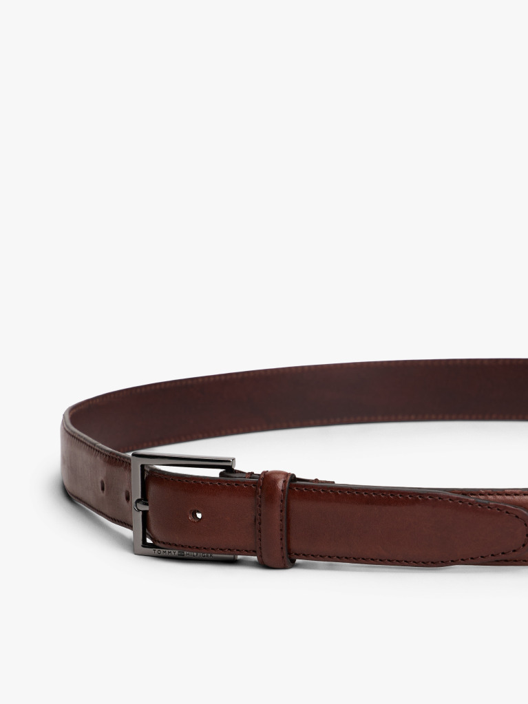 Brown Square Buckle Leather Belt  Men
