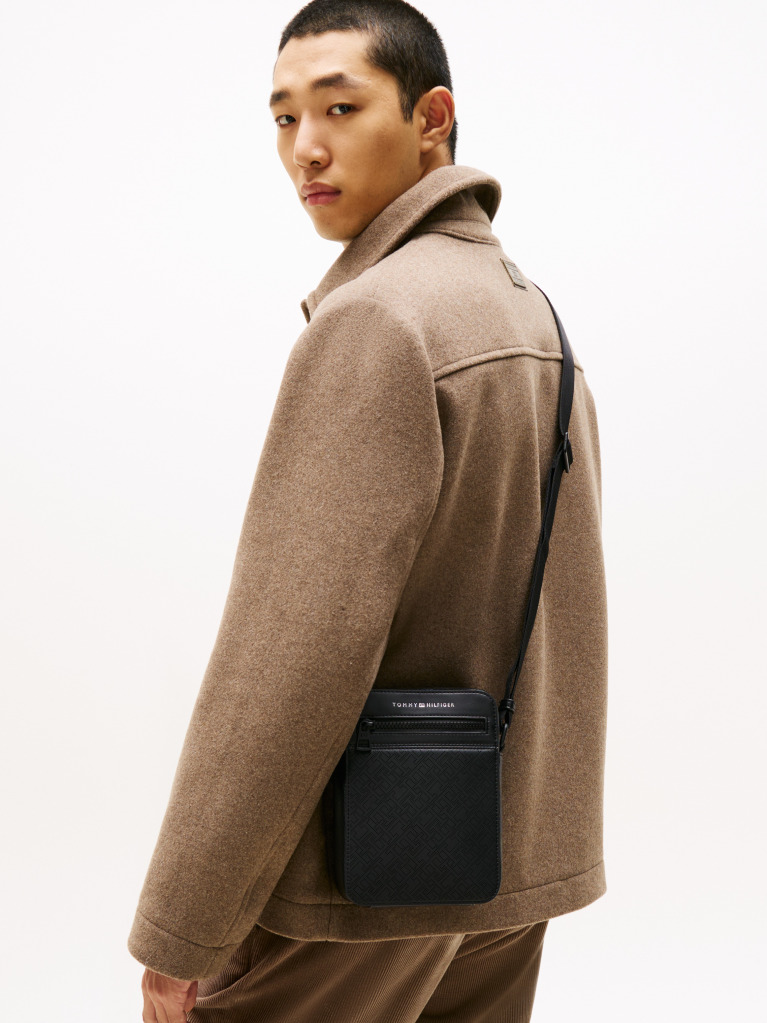 Black TH Monogram Crossbody Reporter Bag  Men