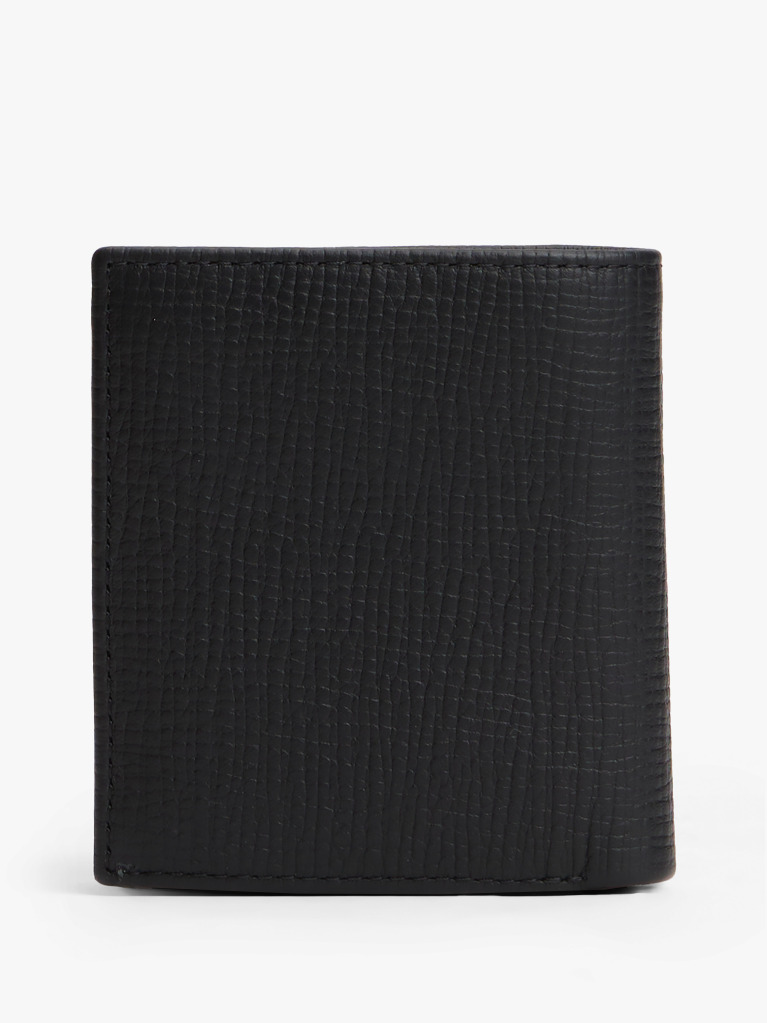 Black Hilfiger Flag Leather Trifold Wallet  Men