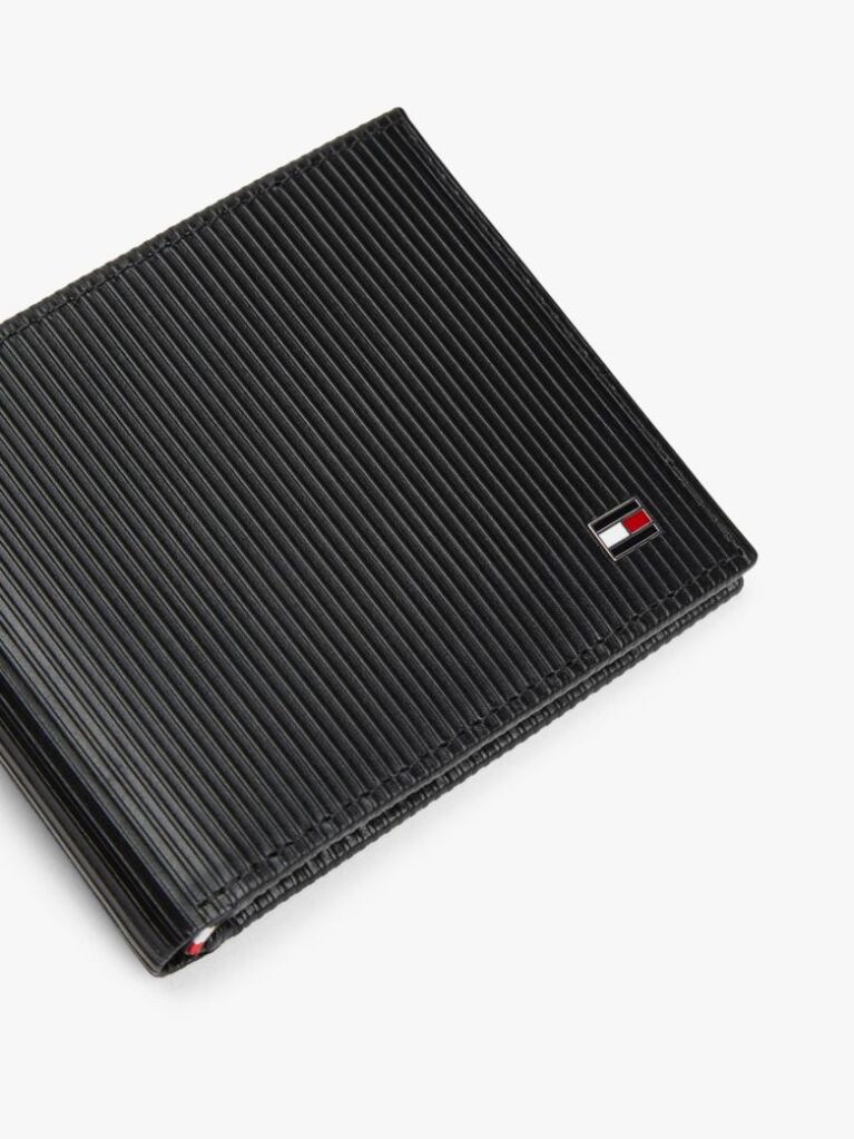 Negru Portofel Din Piele Cu Doua Compartimente Si Logo Hilfiger  Barbati