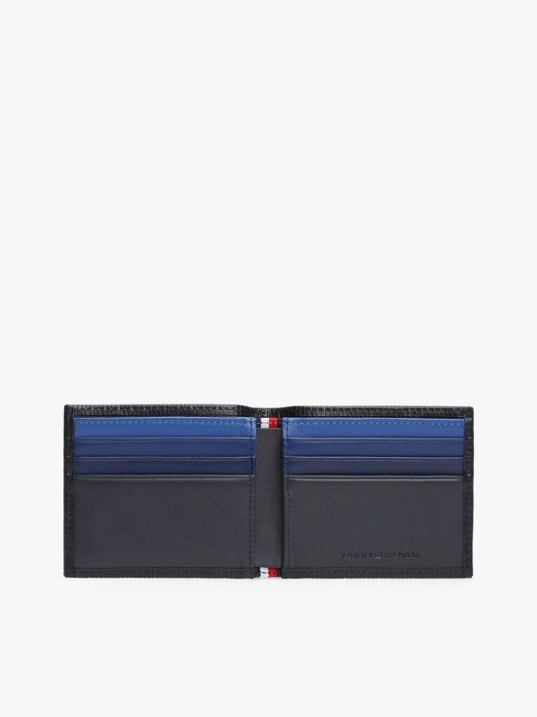 Blue Portofel Din Piele Cu Doua Compartimente Si Logo Hilfiger  Barbati
