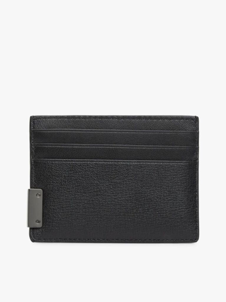 Black Logo Leather Credit Card Holder  Men
