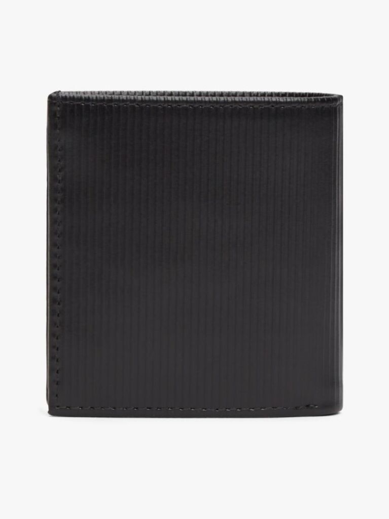 Negru Hilfiger Flag Portofel Din Piele Ribbed Si Trei Compartimente   Barbati