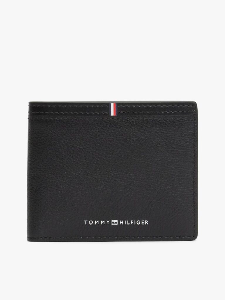 Black Corporate Logo Leather Credit Card Wallet  Men