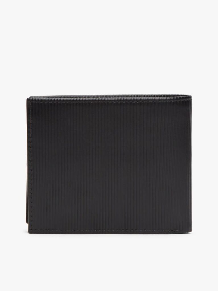 Negru Hilfiger Flag Portofel Din Piele Ribbed Cu Clapa  Barbati