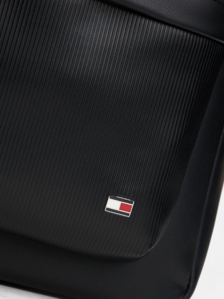 Black Hilfiger Flag Ribbed Pocket Dome Backpack  Men