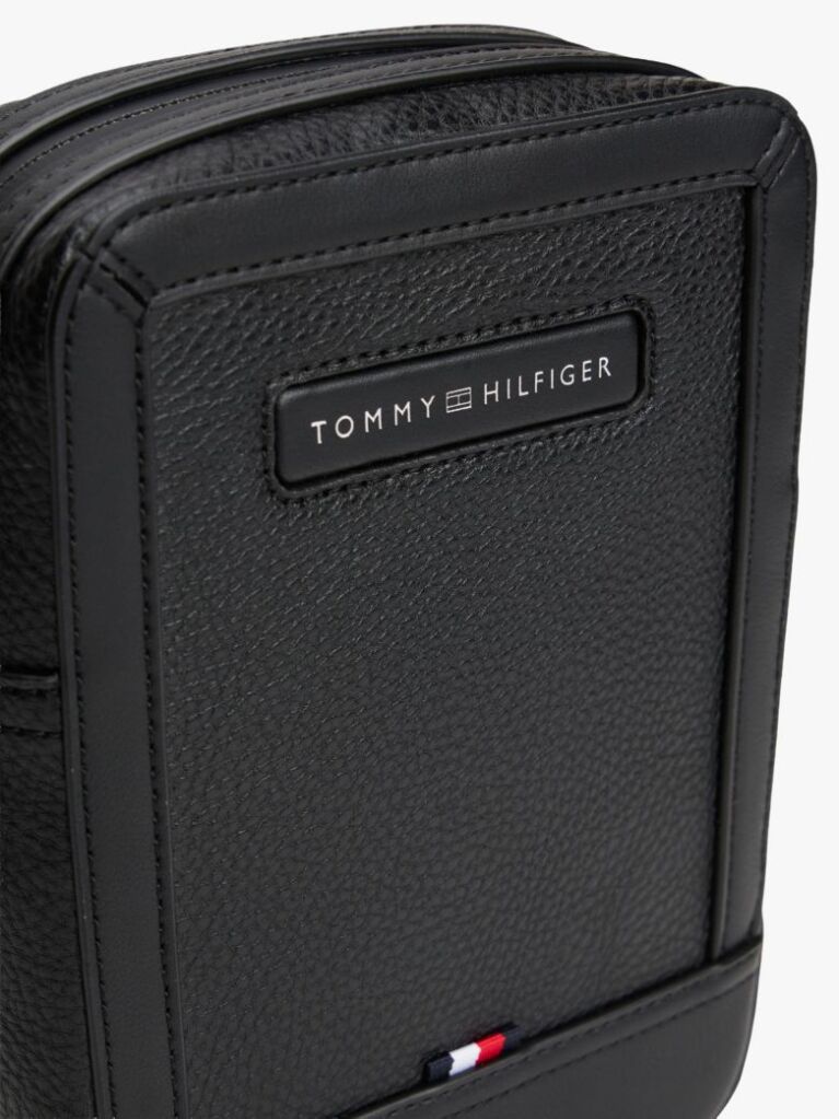 Negru Geanta Crossbody Pebble Grain Cu Logo  Barbati
