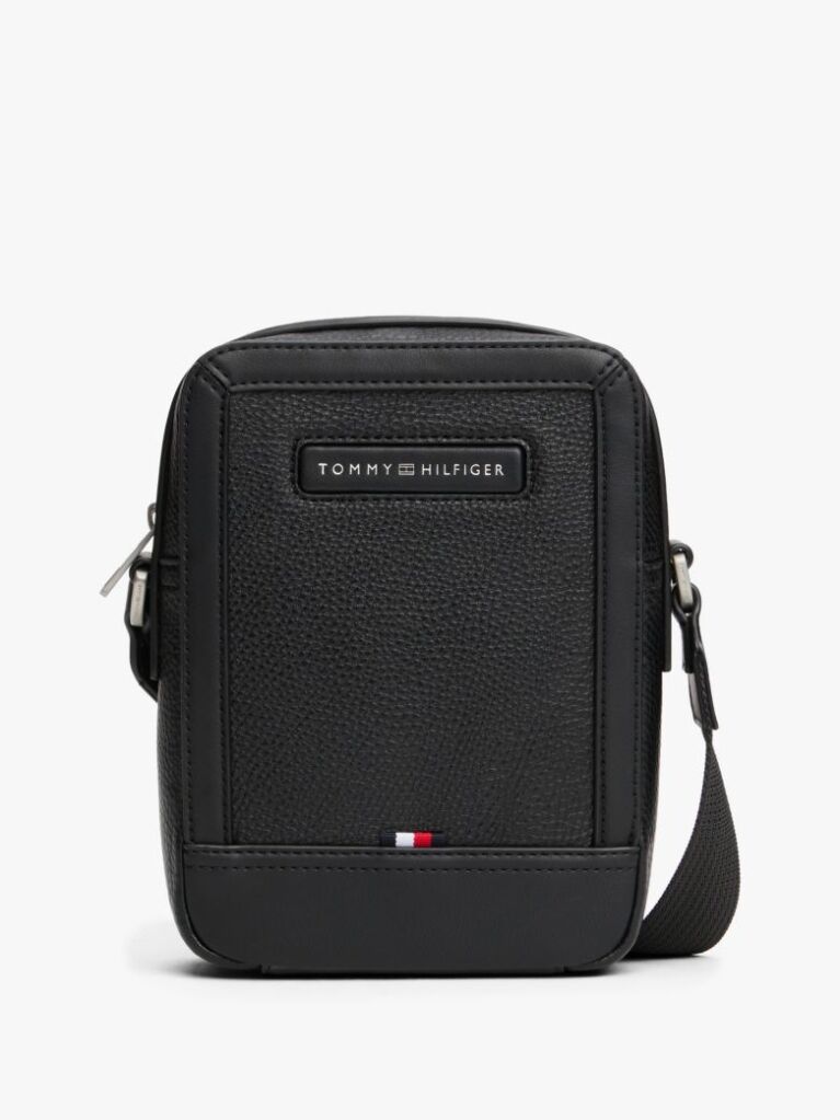 Negru Geanta Crossbody Pebble Grain Cu Logo  Barbati
