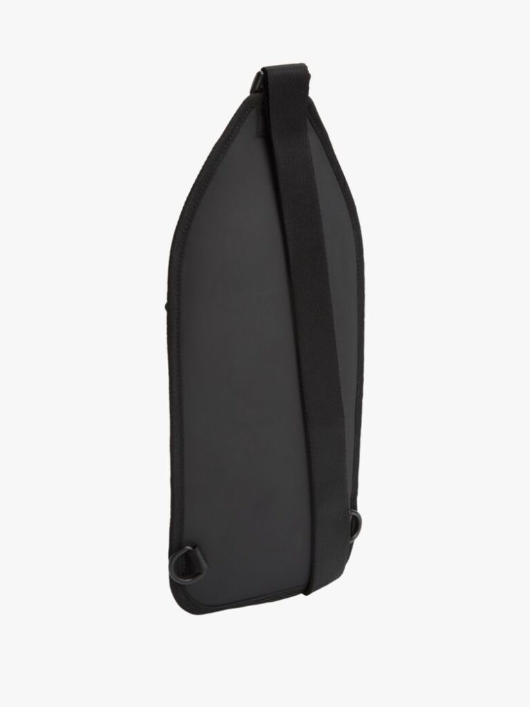 Black Metal Logo Crossbody Sling Bag  Men