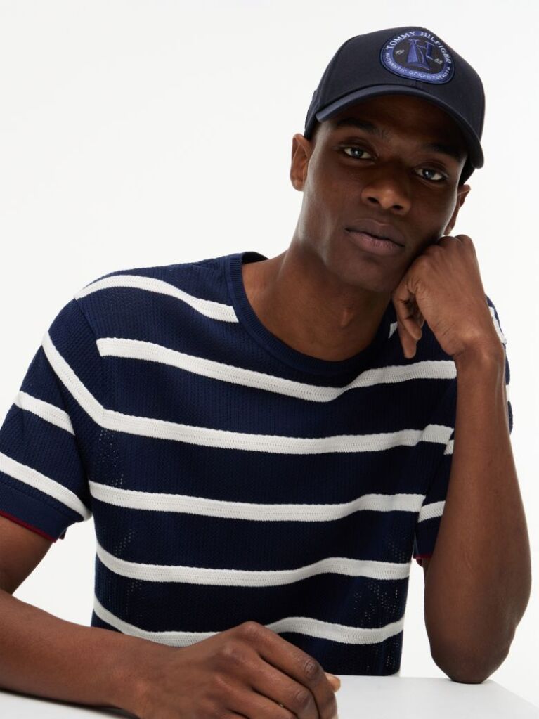 Blue Logo Patch Six-Panel Baseball Cap  Men