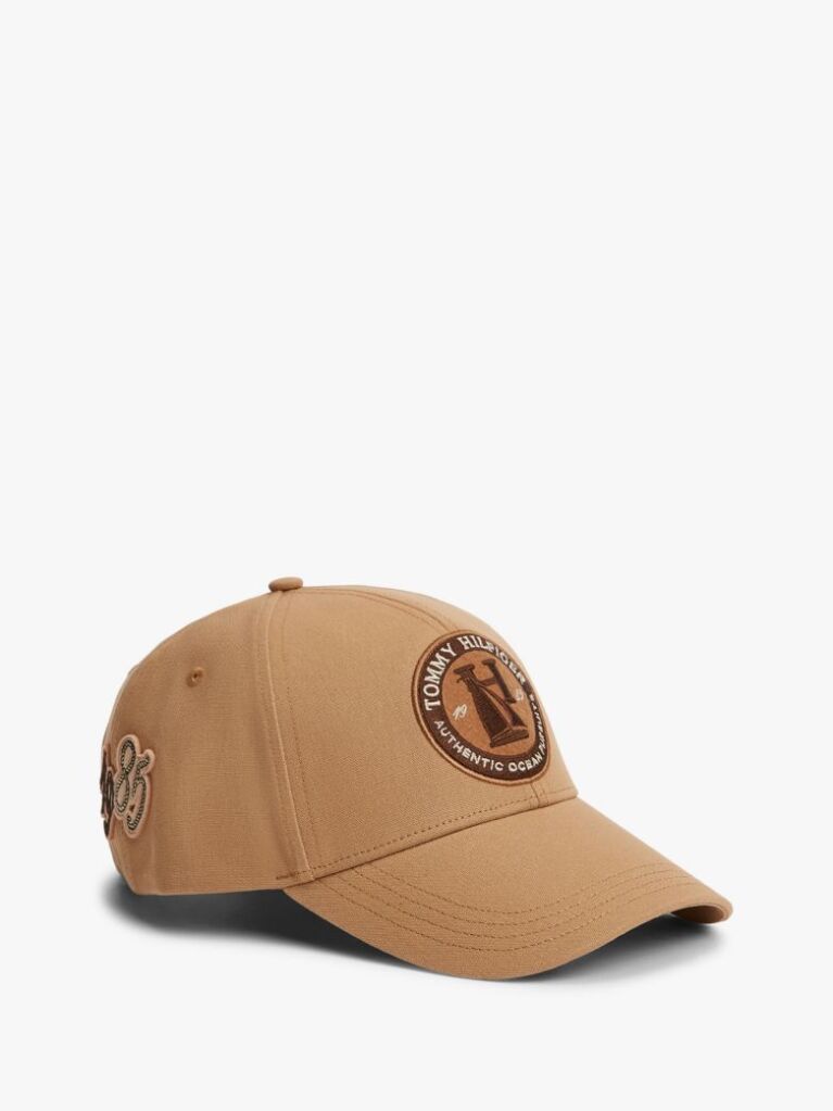 Brown Logo Patch Six-Panel Baseball Cap  Men