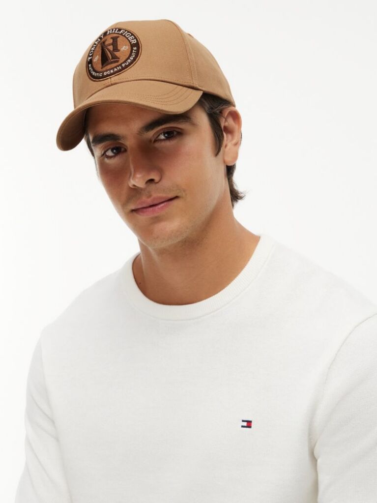 Brown Logo Patch Six-Panel Baseball Cap  Men