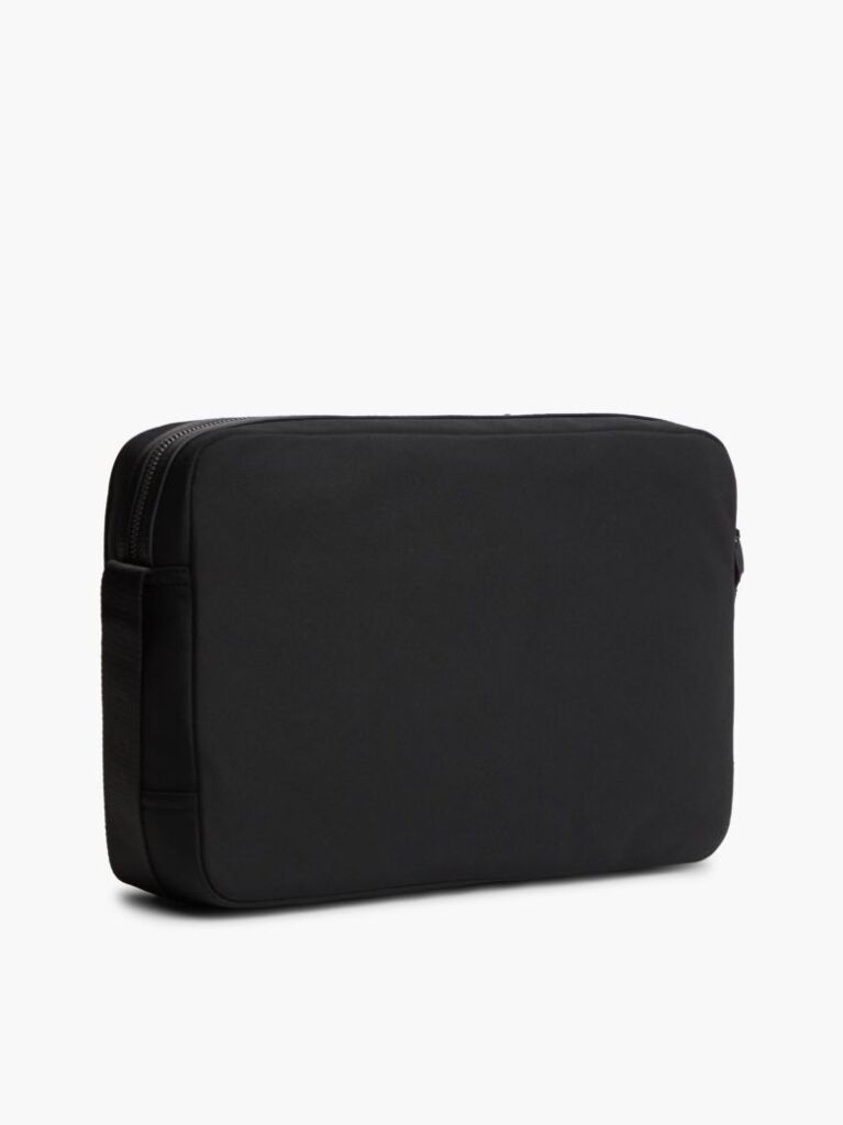 Negru Geanta Crossbody Messenger Cu Logo Si Textura Mixta  Barbati