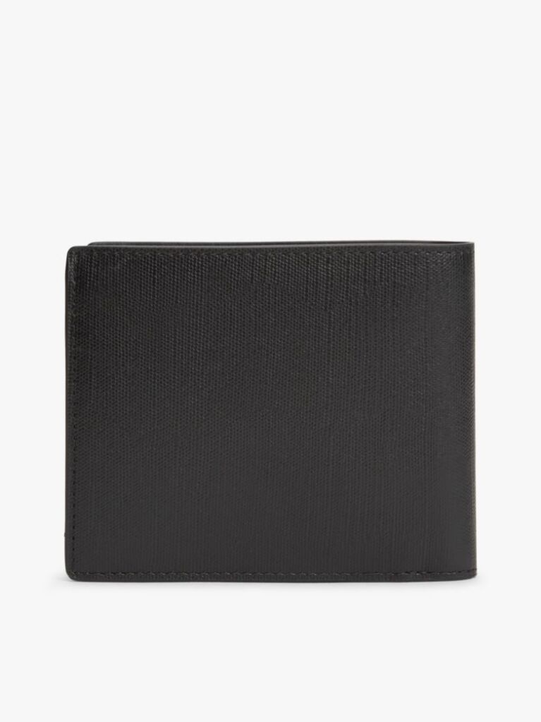 Negru Portofel Pliat Din Piele Caviar Grain  Barbati