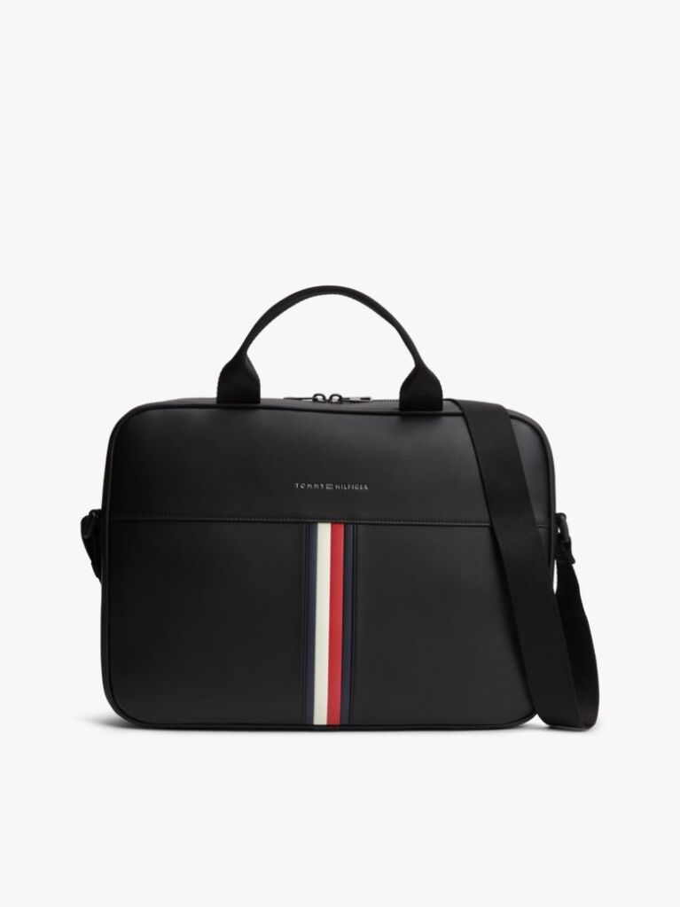 Negru Geanta De Laptop Crossbody Cu Curea Signature  Barbati