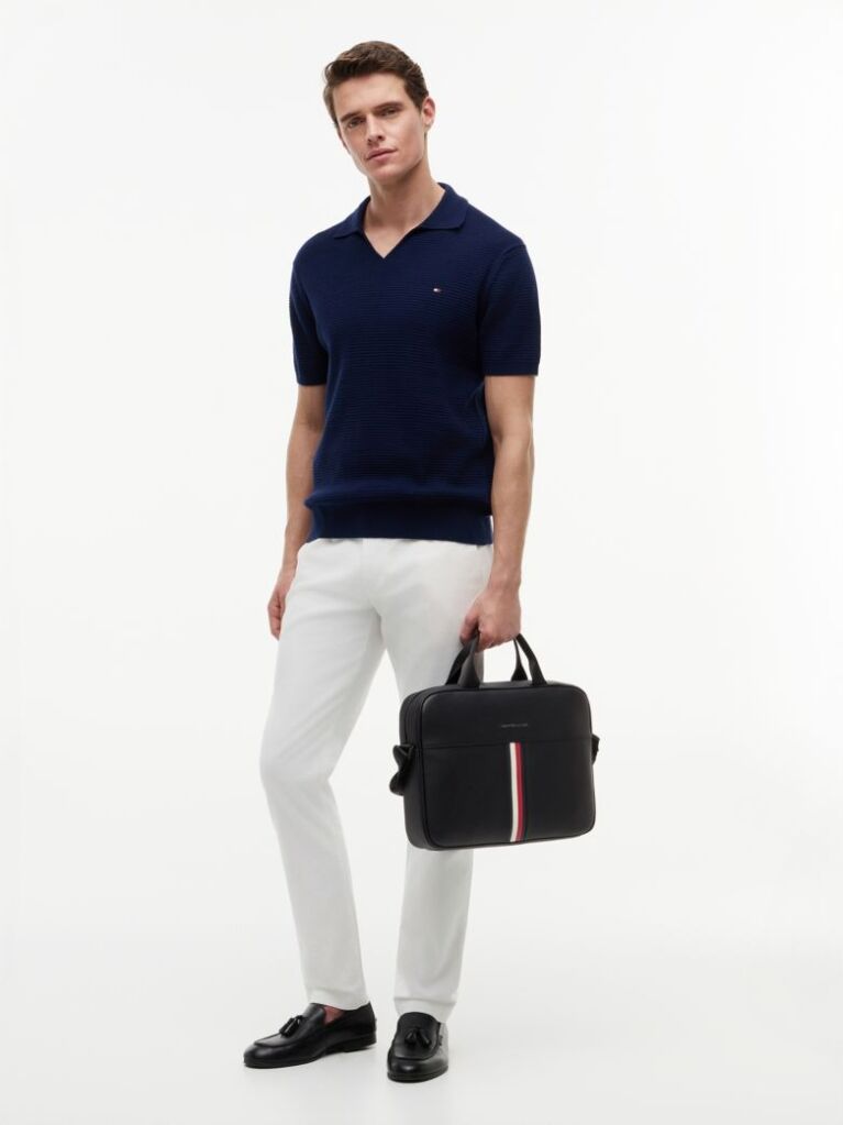 Negru Geanta De Laptop Crossbody Cu Curea Signature  Barbati