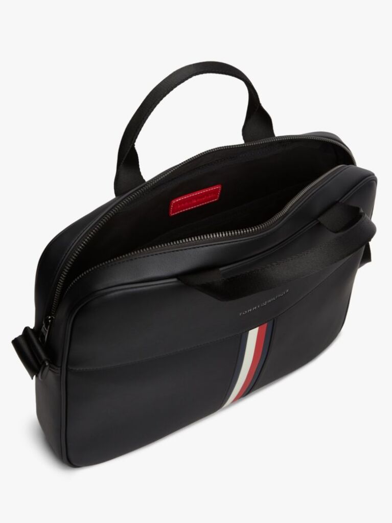 Negru Geanta De Laptop Crossbody Cu Curea Signature  Barbati