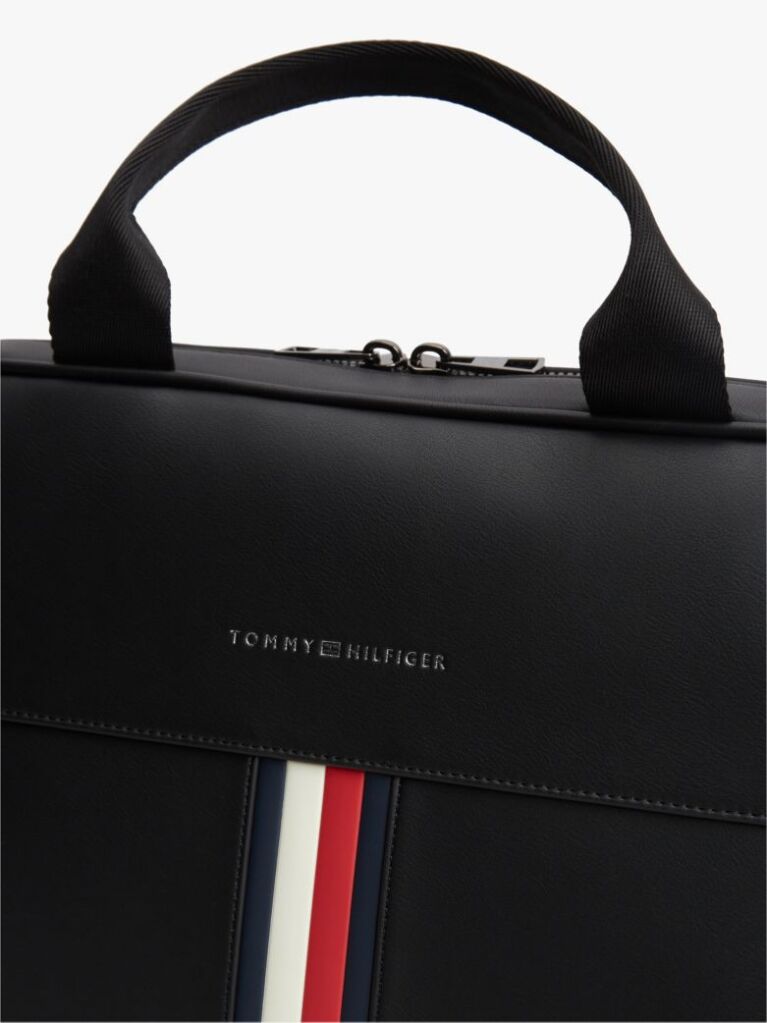 Negru Geanta De Laptop Crossbody Cu Curea Signature  Barbati