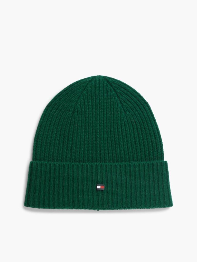 Green Hilfiger Flag Pure Cashmere Beanie  Men
