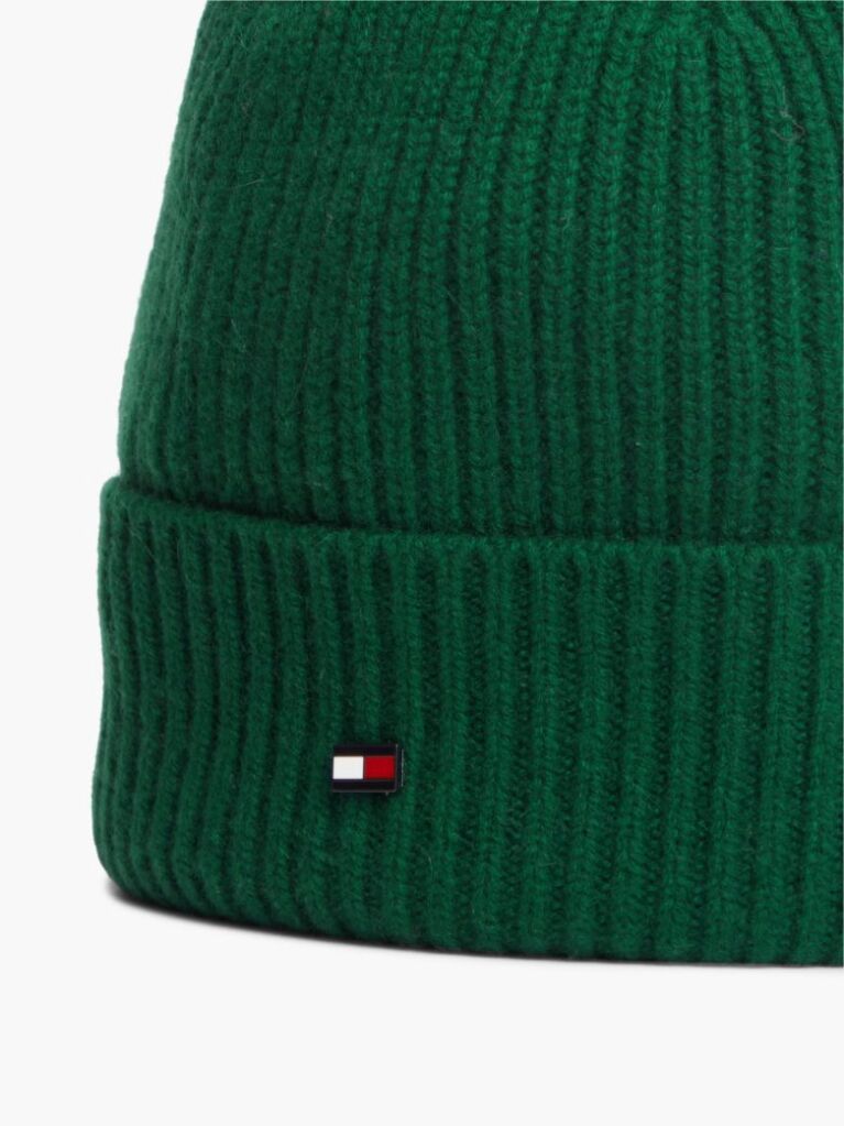Green Hilfiger Flag Pure Cashmere Beanie  Men