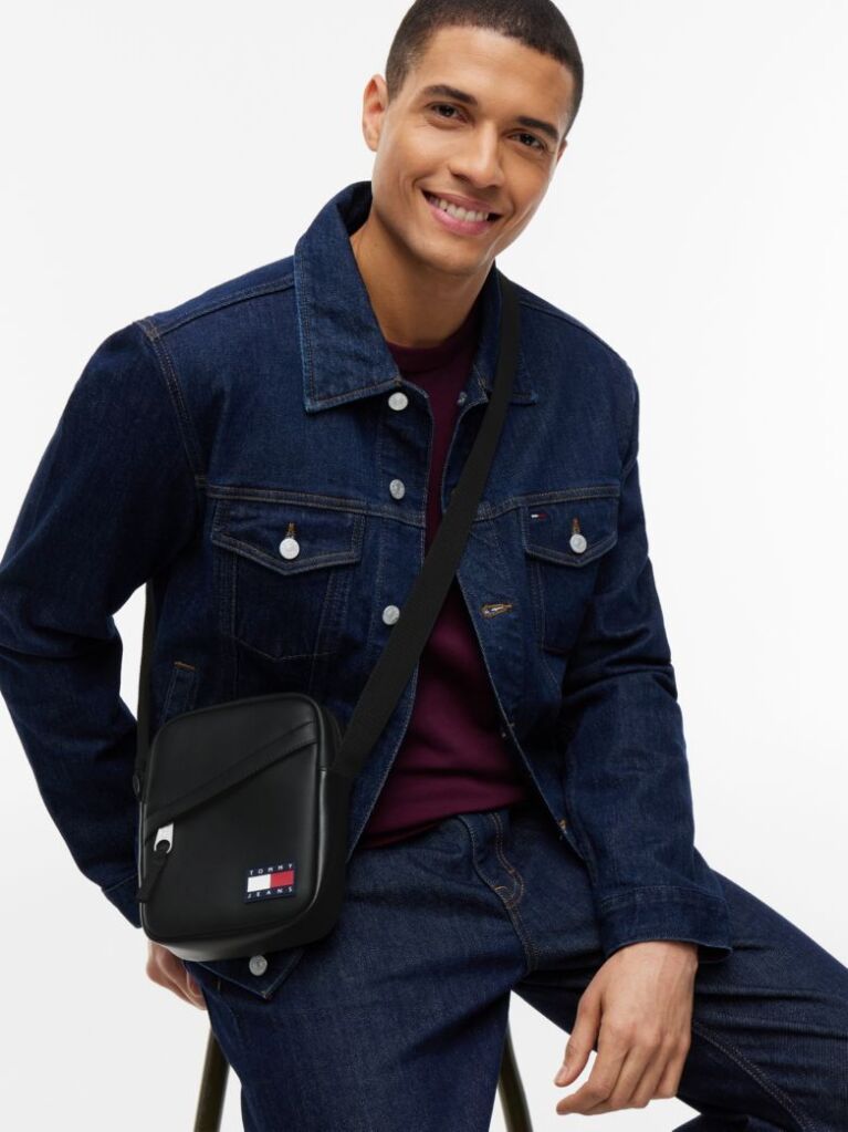 Negru Geanta Essential Crossbody Reporter Cu Logo  Barbati