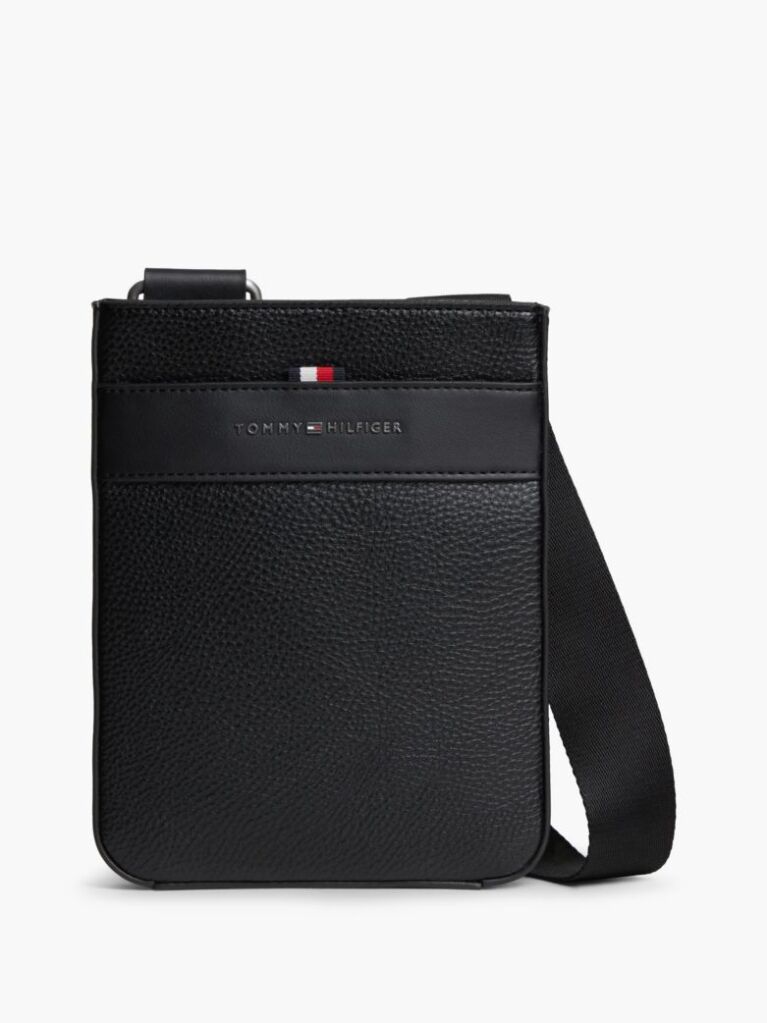 Negru Geanta Crossbody Cu Logo Metalic   Barbati