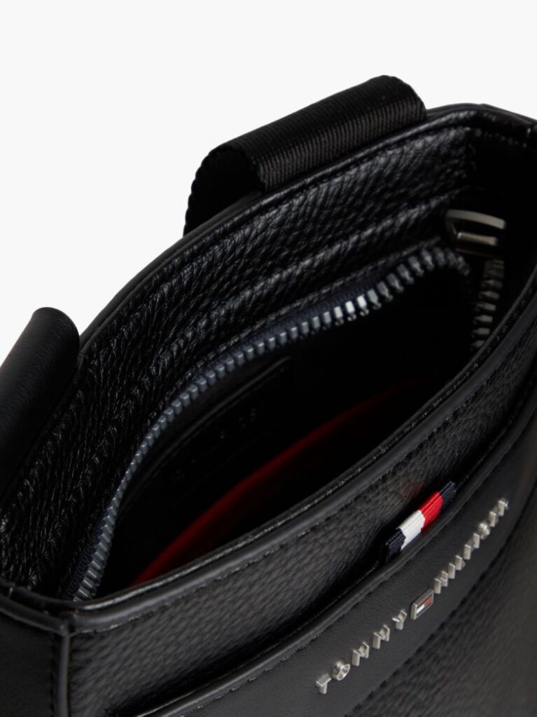 Negru Geanta Crossbody Cu Logo Metalic   Barbati