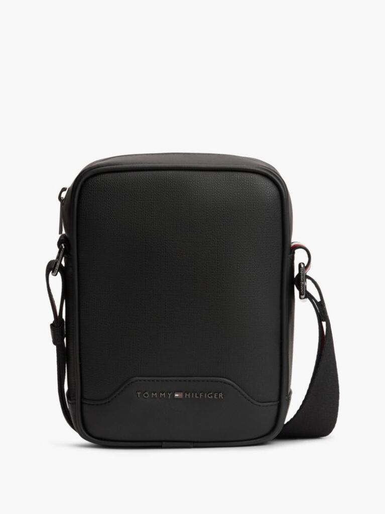 Negru Geanta Crossbody Reporter Cu Dunga Global  Barbati