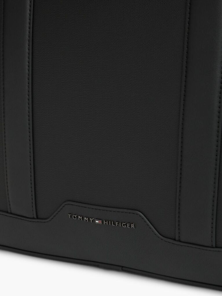 Black Textured Global Stripe Laptop Bag  Men
