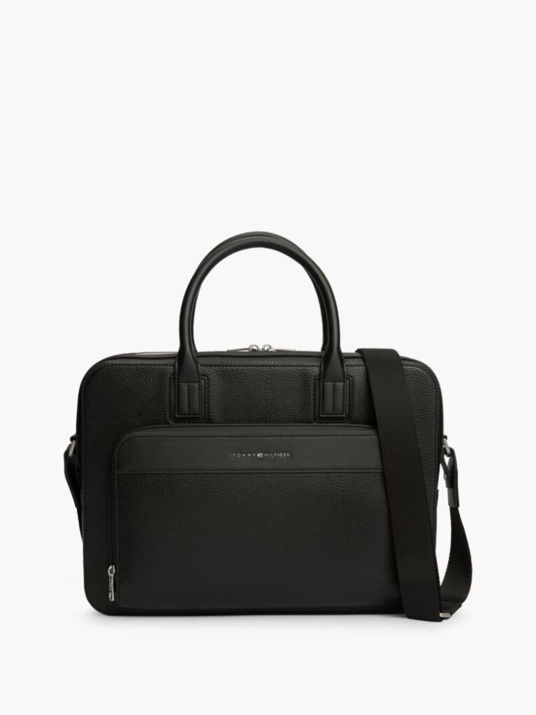 Negru Geanta Laptop Slim Cu Logo Metalic  Barbati