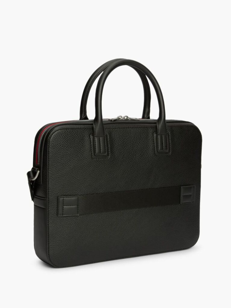 Negru Geanta Laptop Slim Cu Logo Metalic  Barbati