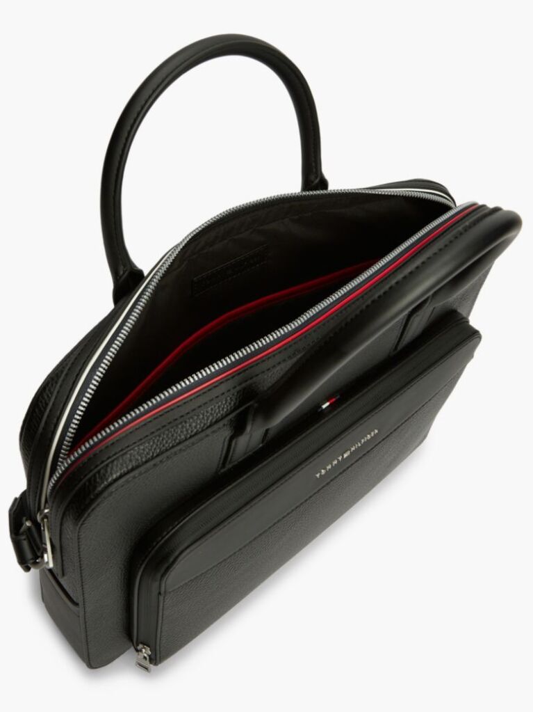 Negru Geanta Laptop Slim Cu Logo Metalic  Barbati
