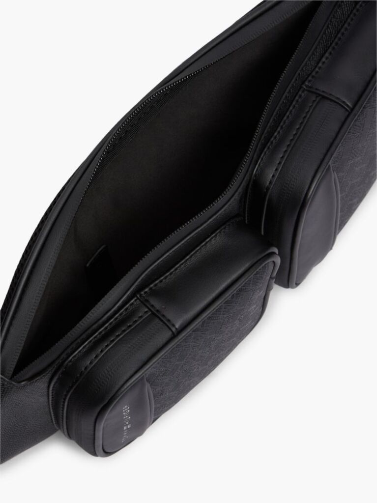 Negru Geanta Sling Modern Cu Steag  Barbati