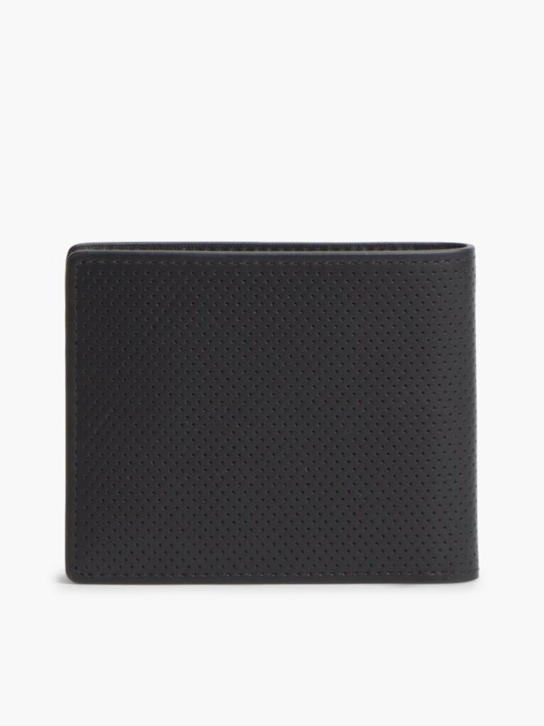 Negru Portofel Perforat Bifold Din Piele  Barbati