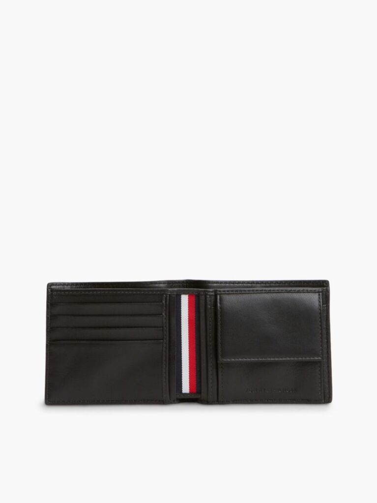 Black Croco-Print Leather Metallic Logo Bifold Wallet  Men