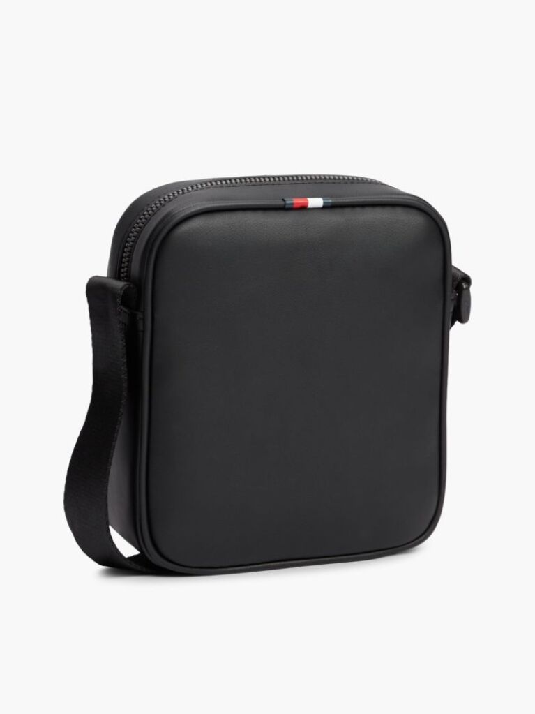 Negru Geanta Crossbody Reporter Perforat Cu Steag  Barbati