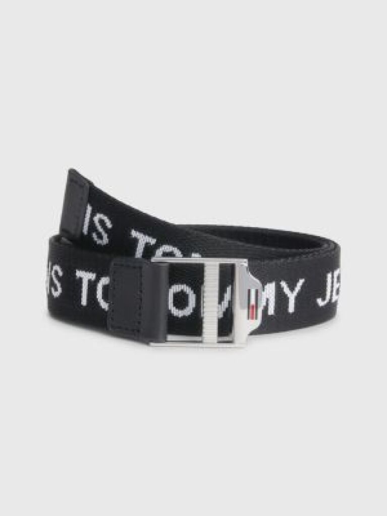 Black Essential Logo Webbing Belt  Women