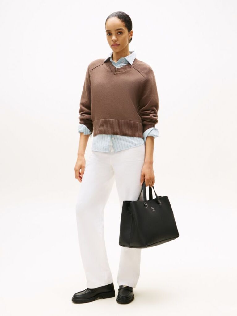 Negru Geanta Satchel Chic Monogram   Femei