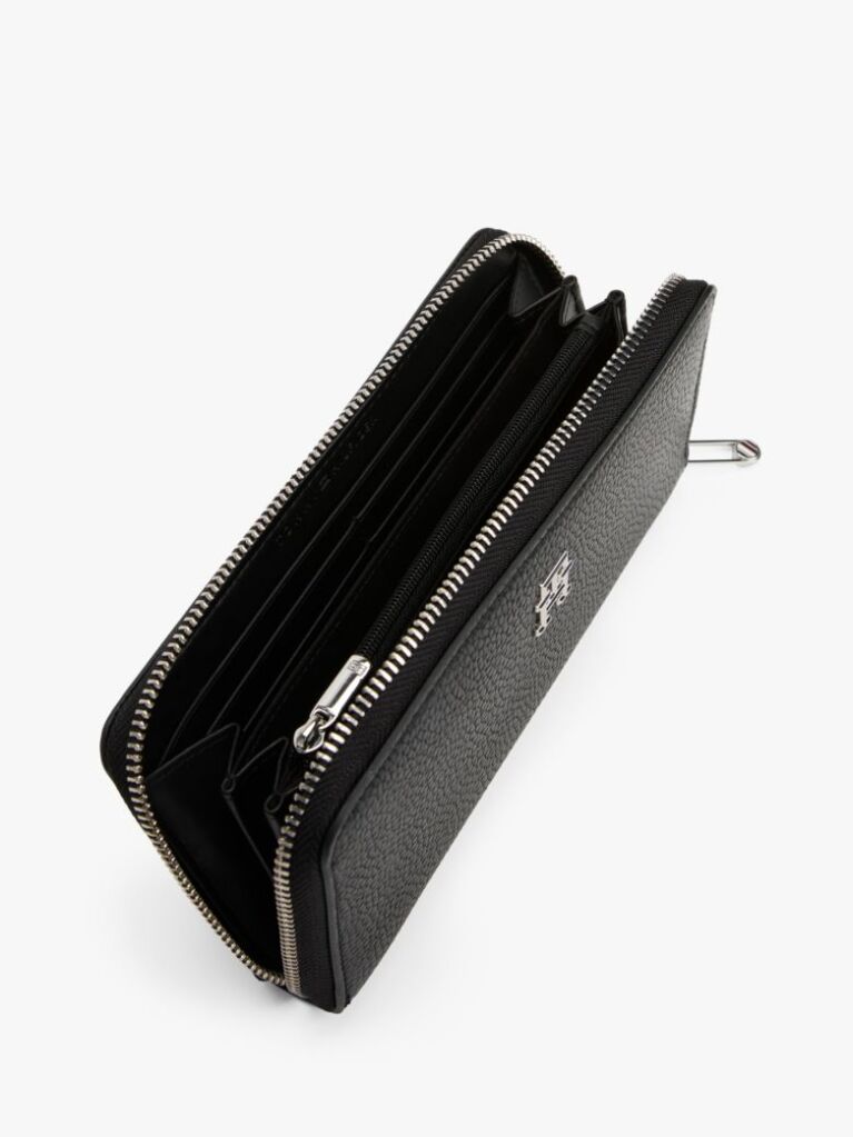 Black Th Emblem Large Zip-Around Wallet  Women