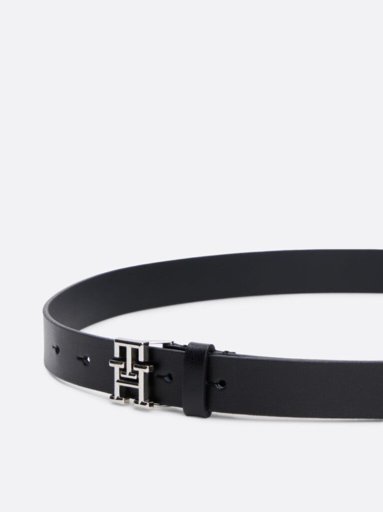 Negru Curea Din Piele Cu Placa TH Emblem  Femei