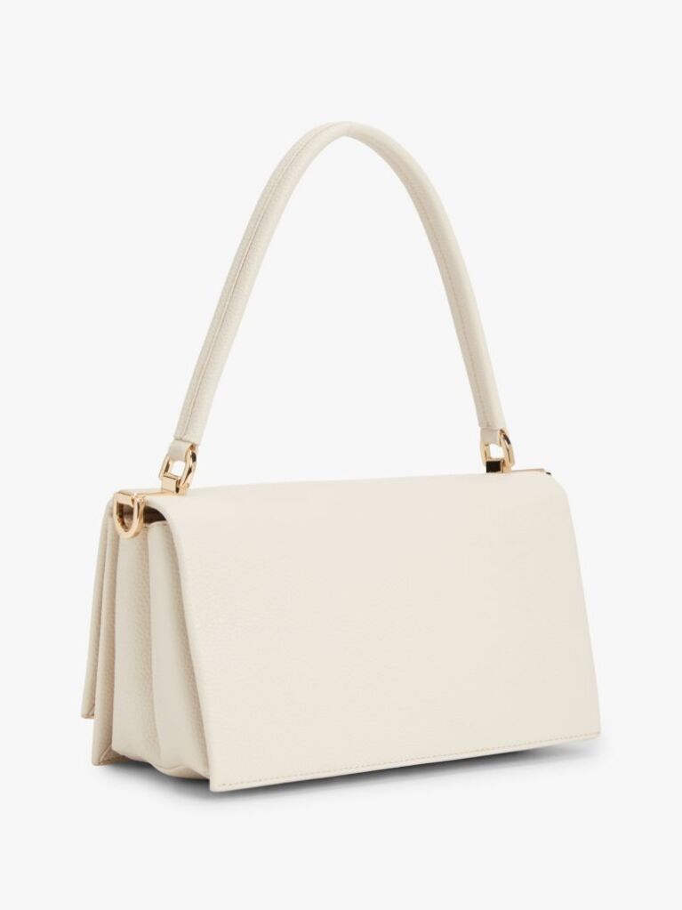 Bej Geanta Crossbody Cu Clapeta Si Monograma Th  Femei