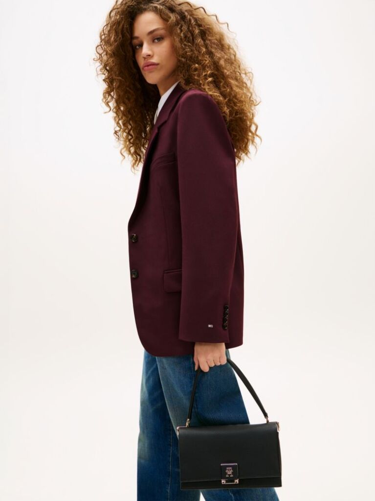 Negru Geanta Crossbody Cu Clapeta Si Monograma Th  Femei