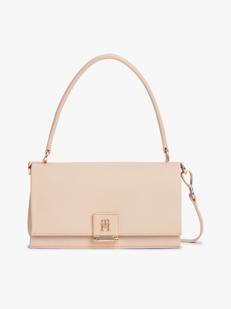 Roz Geanta Crossbody Cu Clapeta Si Monograma Th  Femei