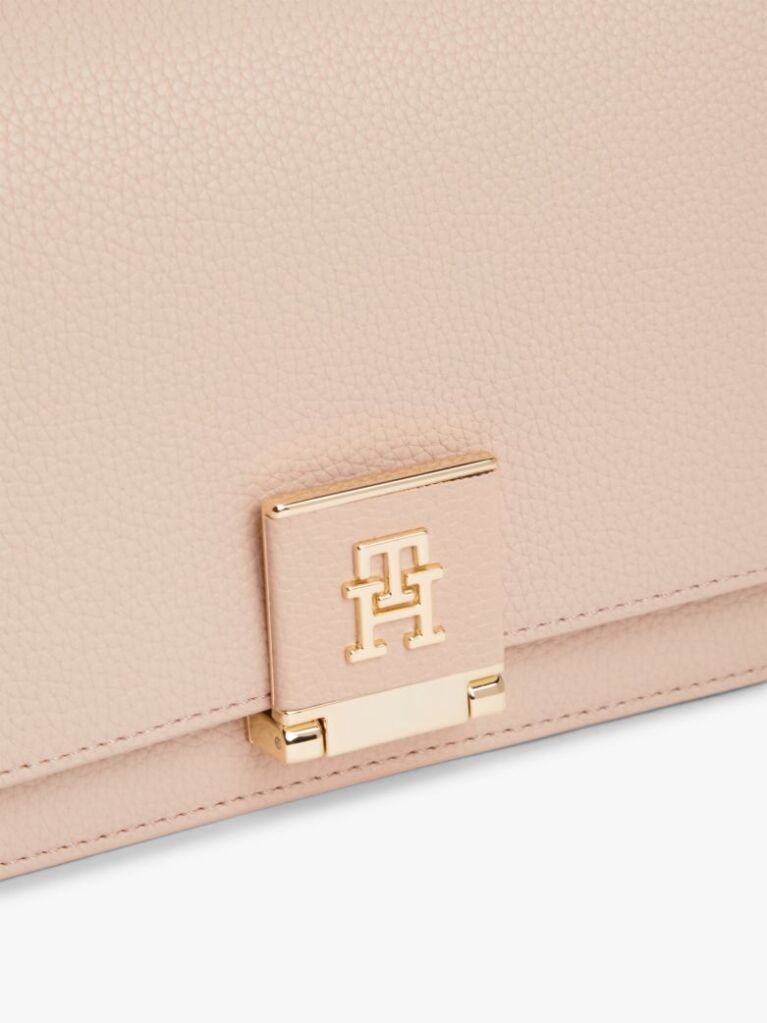 Roz Geanta Crossbody Cu Clapeta Si Monograma Th  Femei
