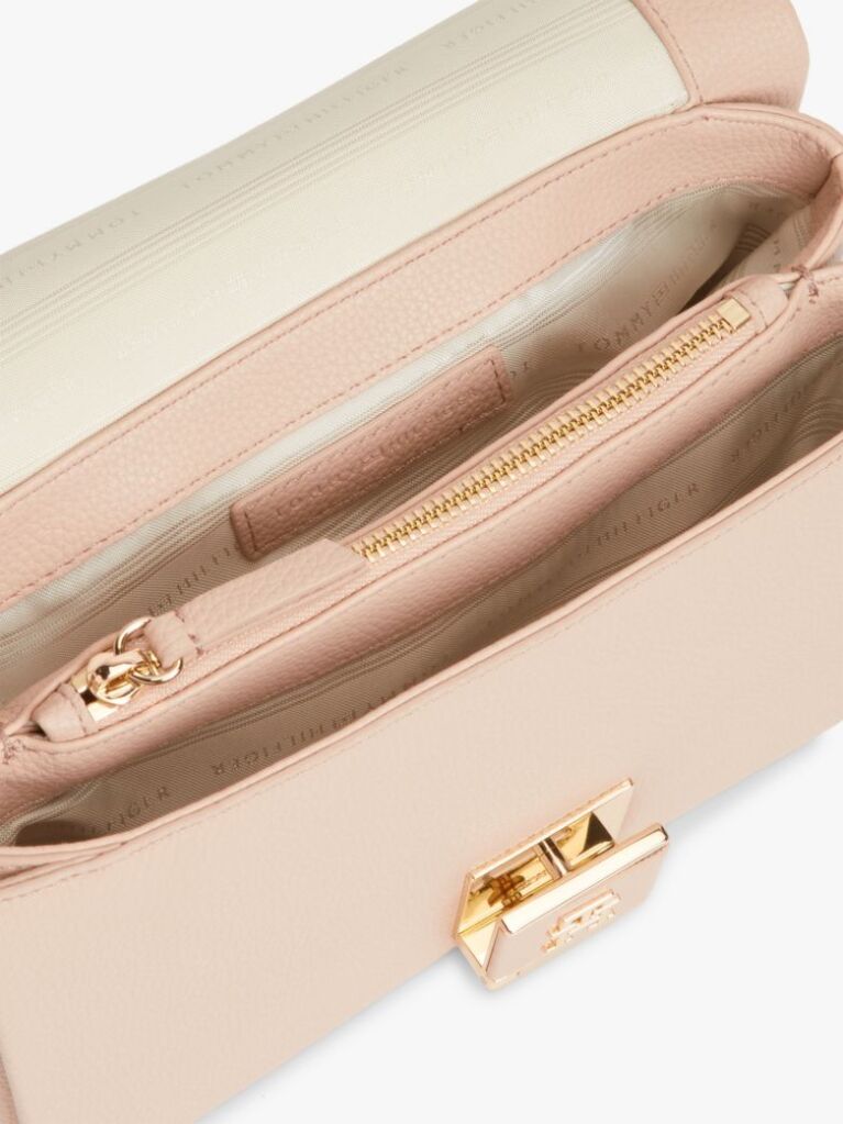 Roz Geanta Crossbody Cu Clapeta Si Monograma Th  Femei