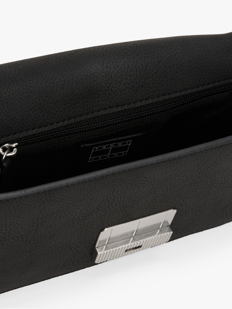 Negru Geanta Crossbody Cu Clapeta Si Placa Logo  Femei