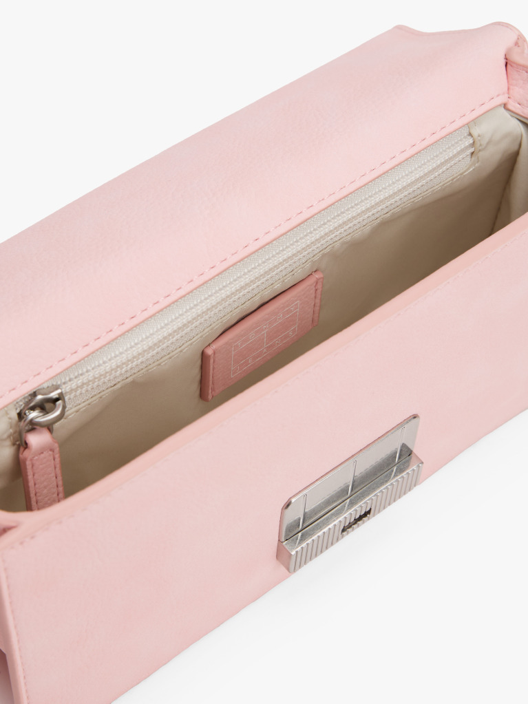 Roz Geanta Crossbody Cu Clapeta Si Placa Logo  Femei