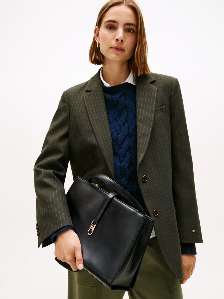 Negru Geanta TH Monogram Crossbody Satchel  Femei