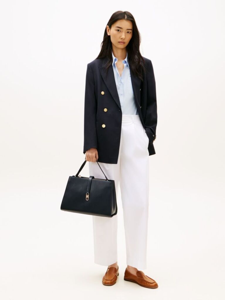 Blue TH Monogram Crossbody Satchel  Women